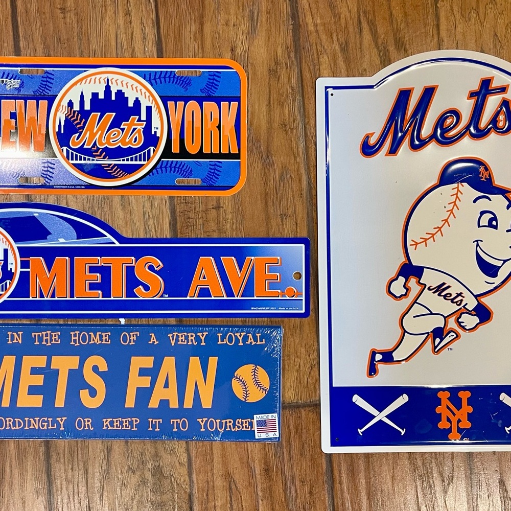 New York Mets Metal Sign Set